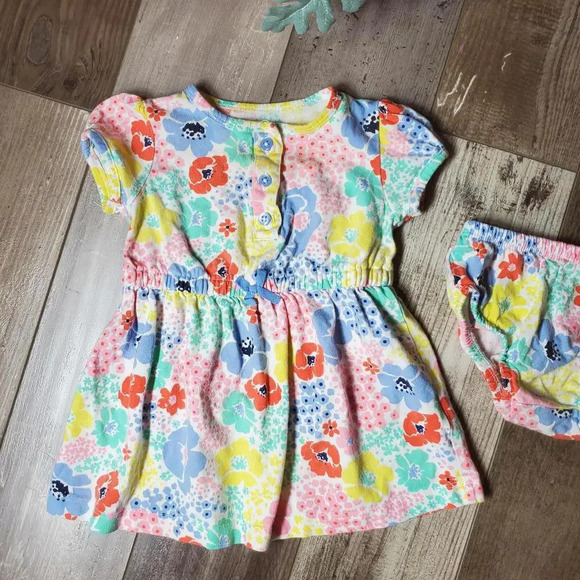 Carter's 9M Baby Girl 100% Cotton Floral Matching Dress and Bloomer Outfit - Picture 8 of 12